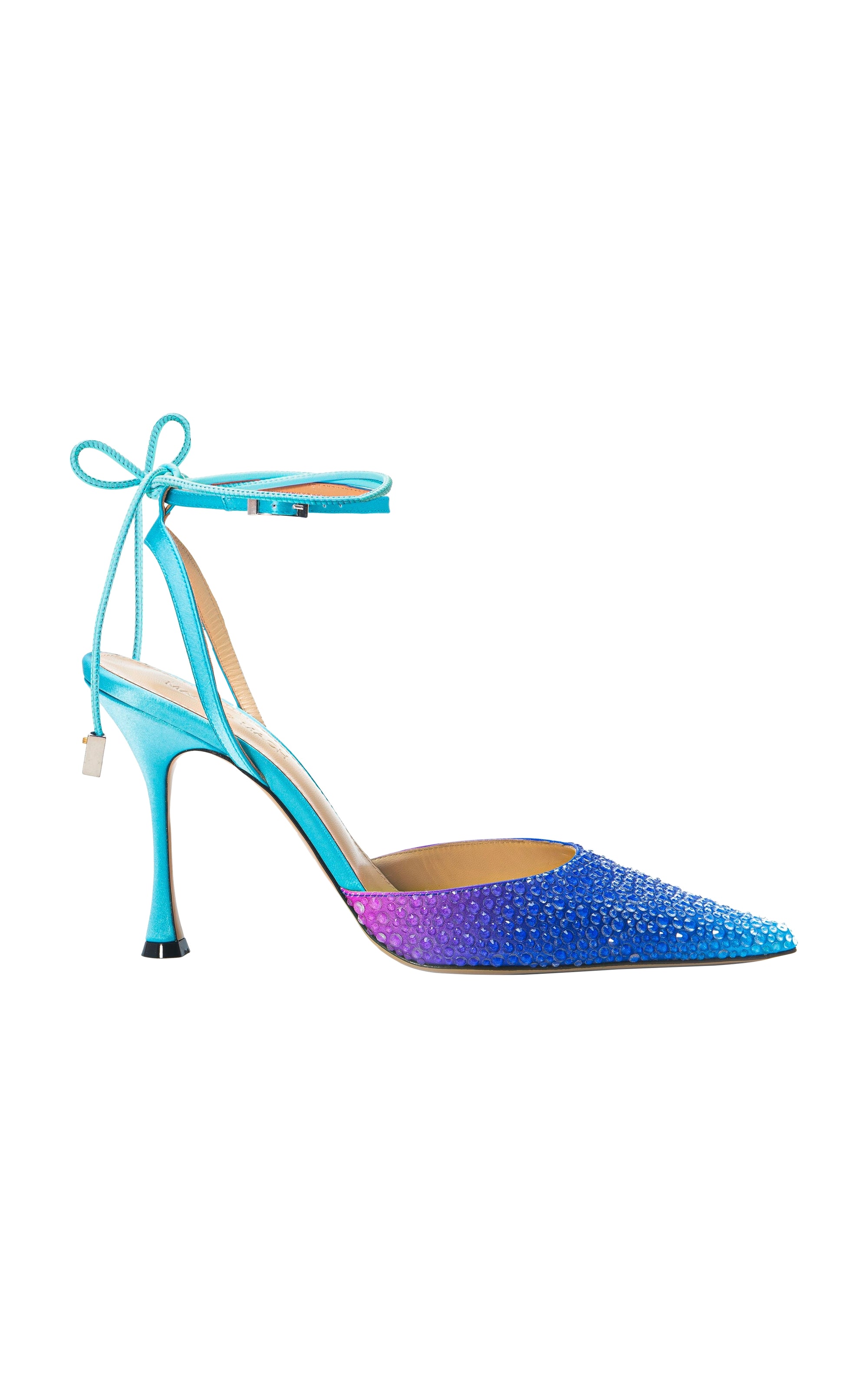Galactic 100 strappy pumps in silk & strass - Galactic Blue