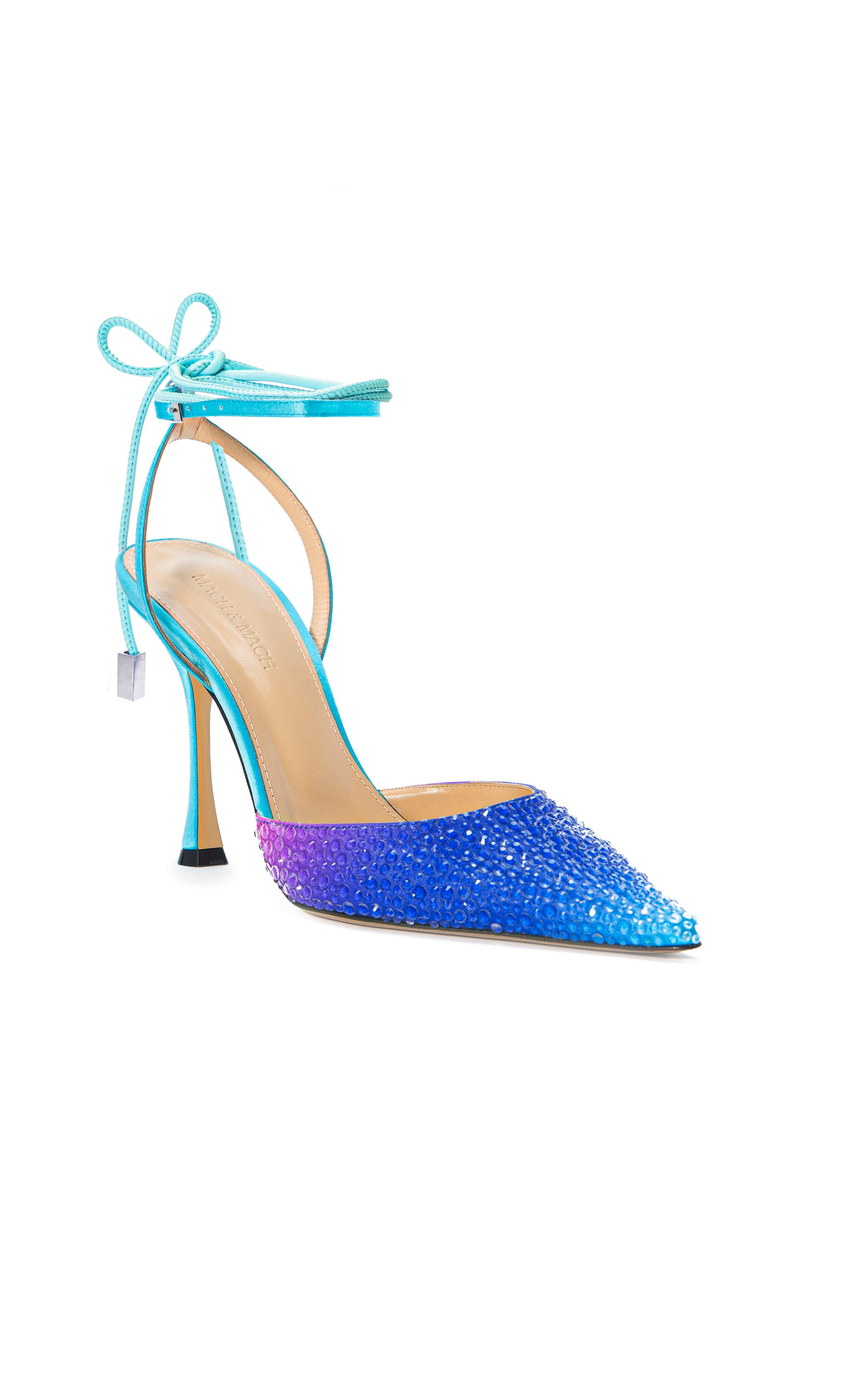 Galactic 100 strappy pumps in silk & strass - Galactic Blue