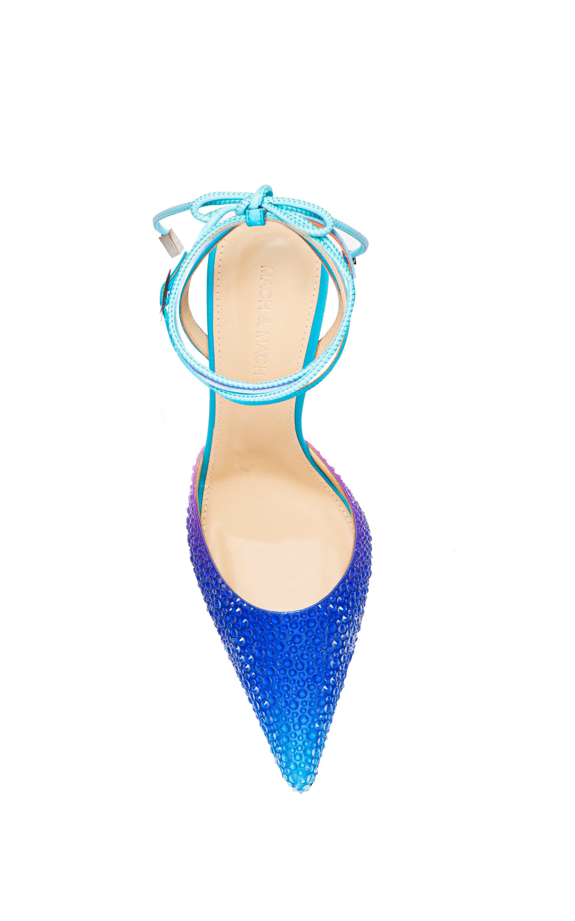 Galactic 100 strappy pumps in silk & strass - Galactic Blue