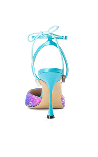 Galactic 100 strappy pumps in silk & strass - Galactic Blue