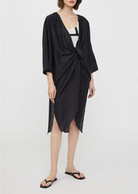 Blouse longue à nœuds brodé - Black