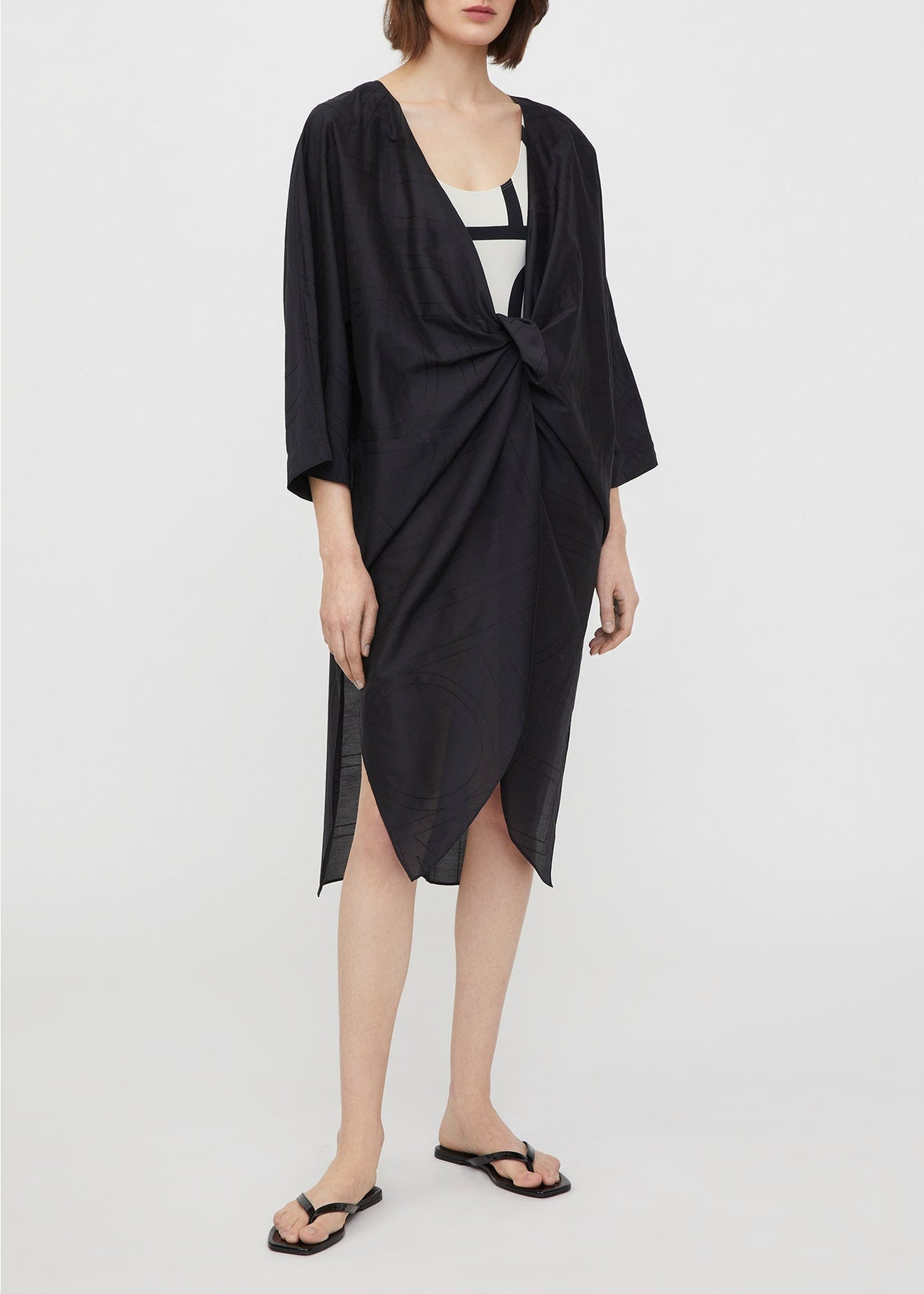 Blouse longue à nœuds brodé - Black