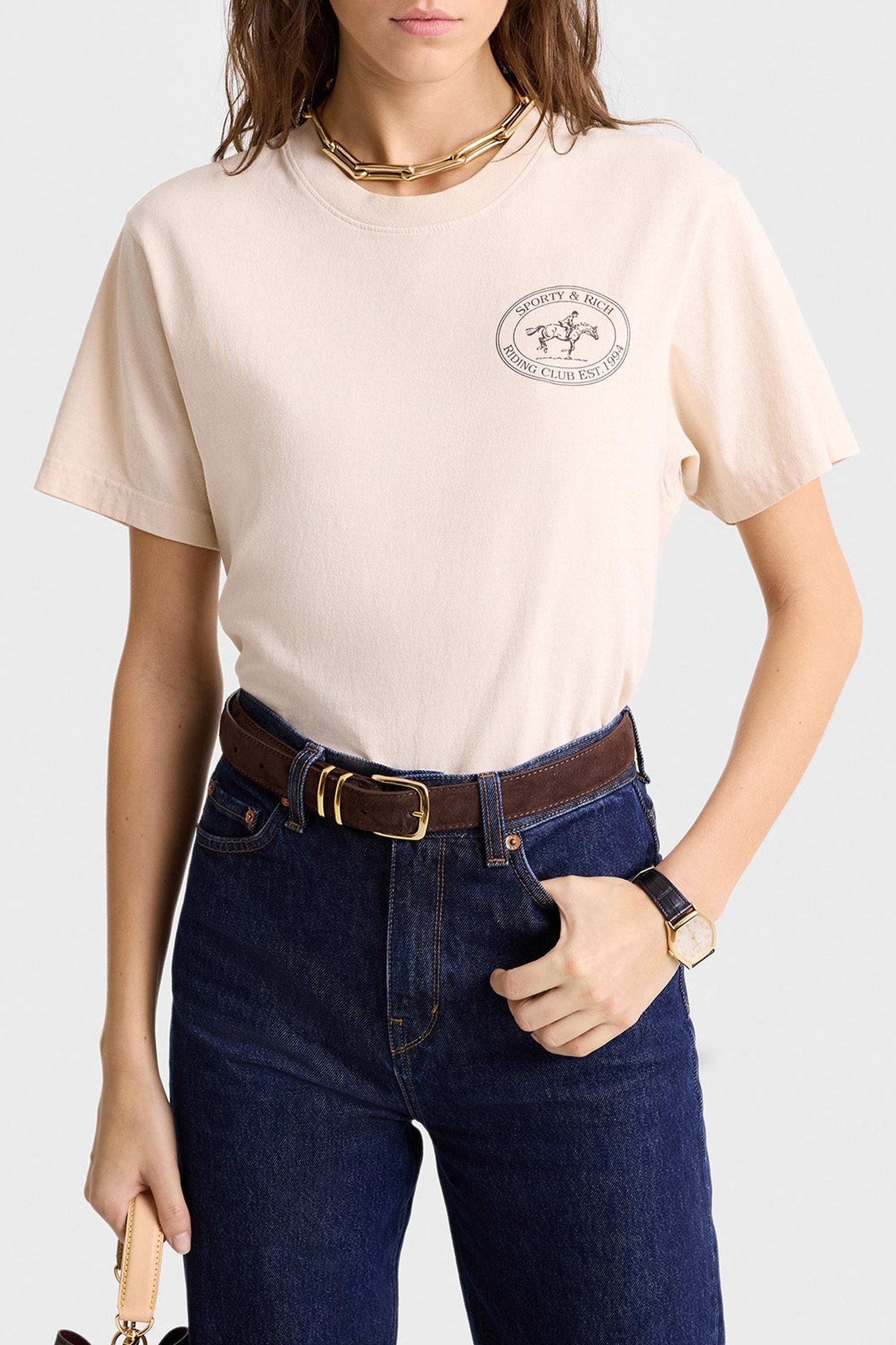 T-shirt Riding Club à impression - Cream