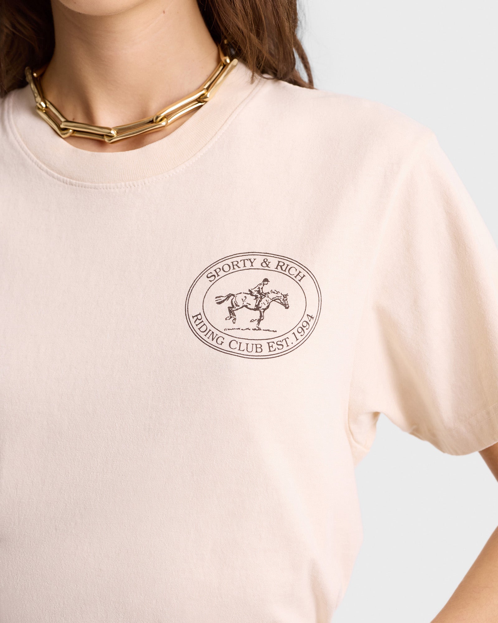 T-shirt Riding Club à impression - Cream