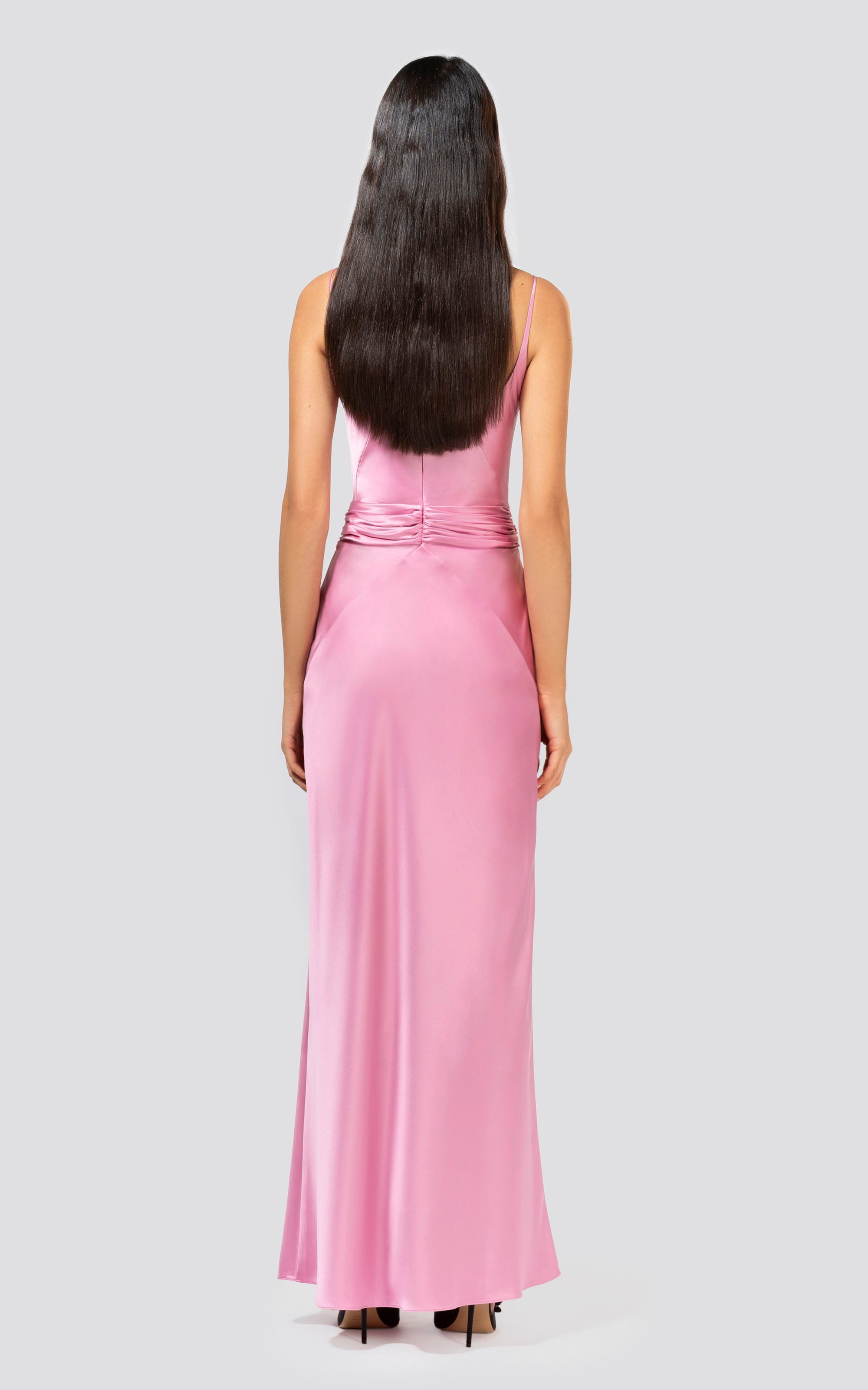 Flower long dress with rhinestones - Pink