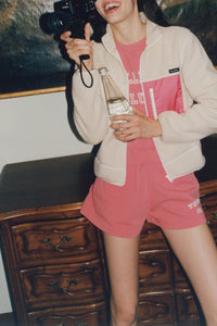 Zipped Sherpa Jacket - Cream & Dahlia