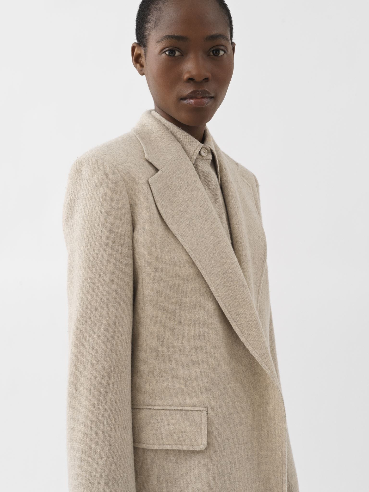 DÉJÀ VU 2pcs Veste blazer ouverte en laine - Sandy Khaki