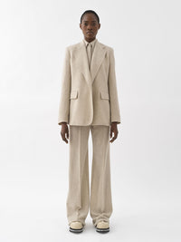 DÉJÀ VU 2pcs Veste blazer ouverte en laine - Sandy Khaki
