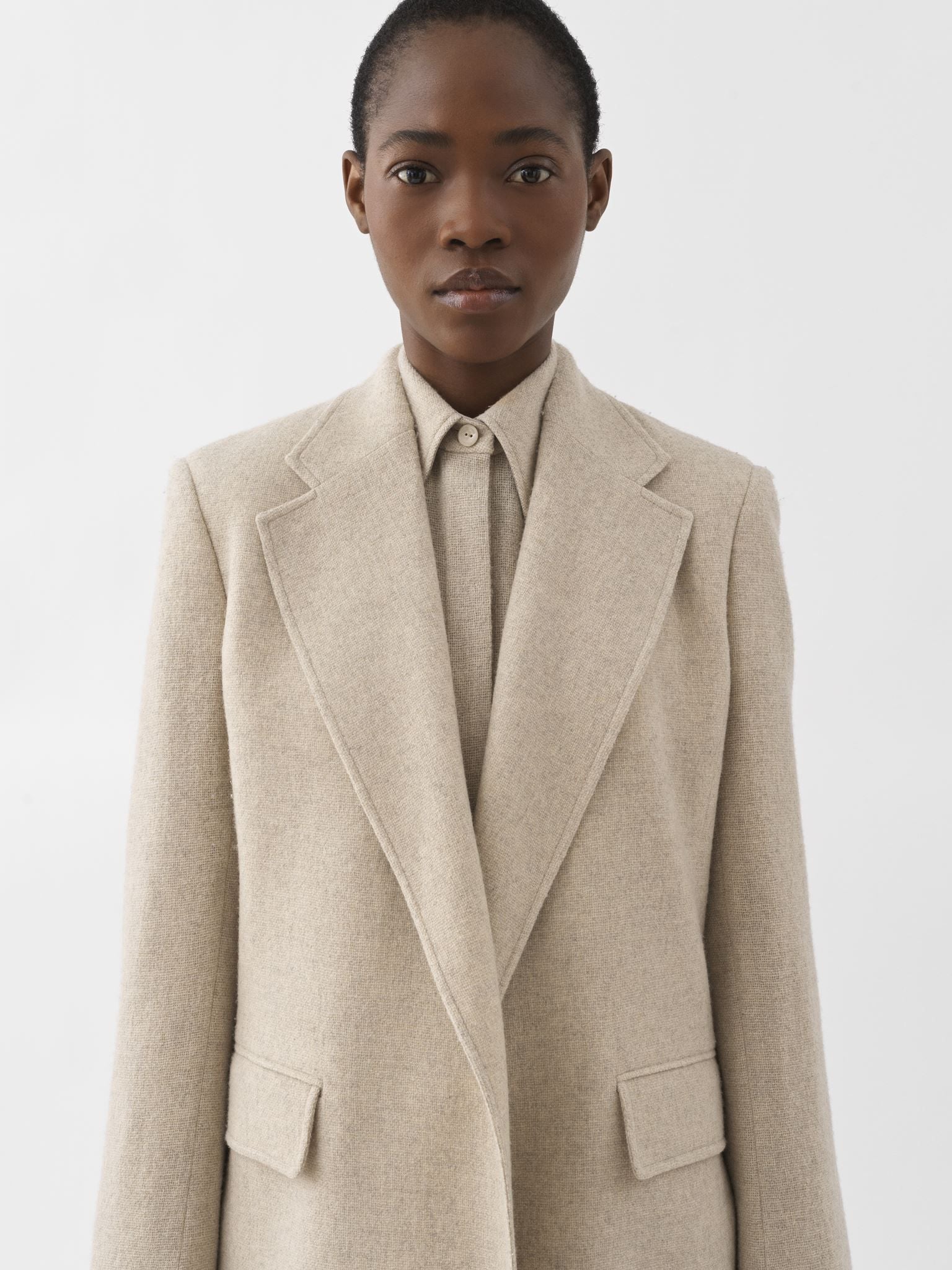 DÉJÀ VU 2pcs Veste blazer ouverte en laine - Sandy Khaki