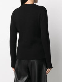 Pull col roulé avec détails boutonnés en laine - Black