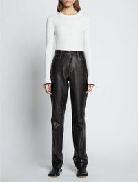 Pantalon droit en cuir - Black