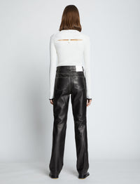 Pantalon droit en cuir - Black