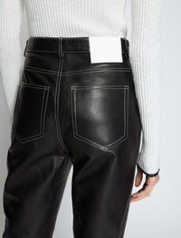Pantalon droit en cuir - Black