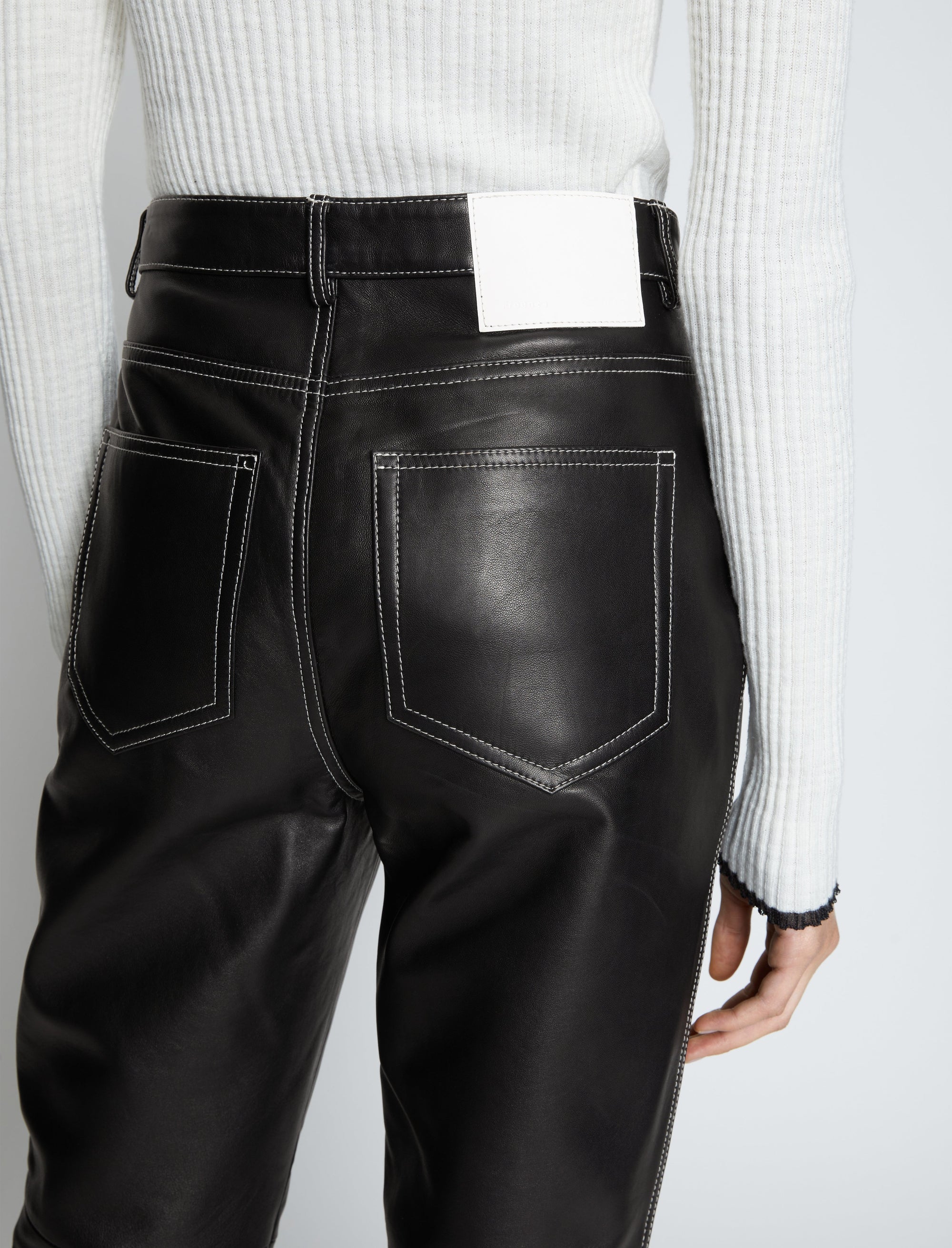 Pantalon droit en cuir - Black