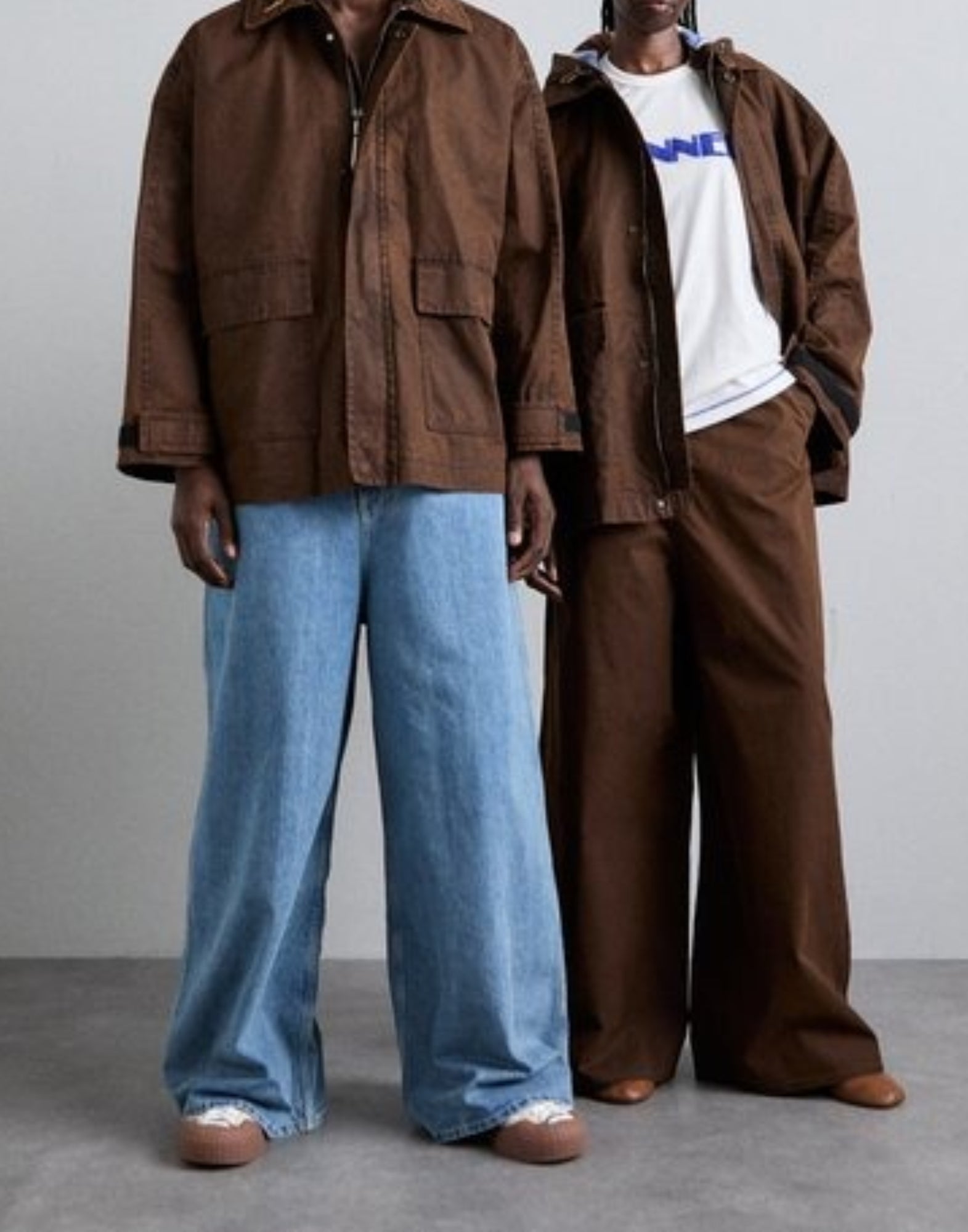Flared coat with zip - Brown