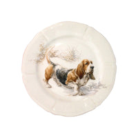 Set de 4 Assiettes à dessert Basset Hound Sologne - Marron