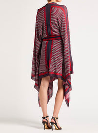 Checked monogram knit poncho - Multicolour