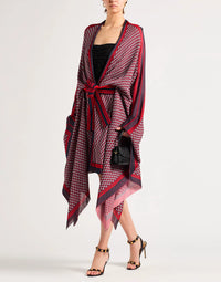 Checked monogram knit poncho - Multicolour