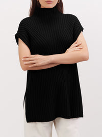 Ribbed cardigan in a wool and cashmere blend - Black
