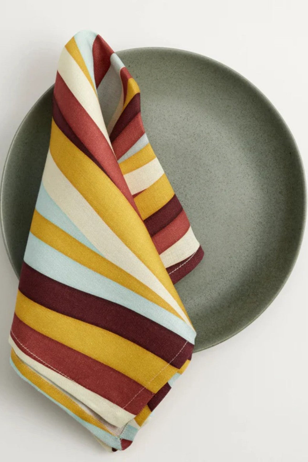 Set de 4 serviettes Landscape en lin - Jaune & Rouge