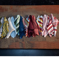 Lot de 4 serviettes en satin de lin imprimé vagues - Red & Pink