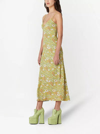 Robe à fine bretelles imprimée - Vert