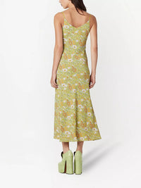 Robe à fine bretelles imprimée - Vert