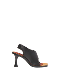 Mules à talons 90 à bride en cuir - Black