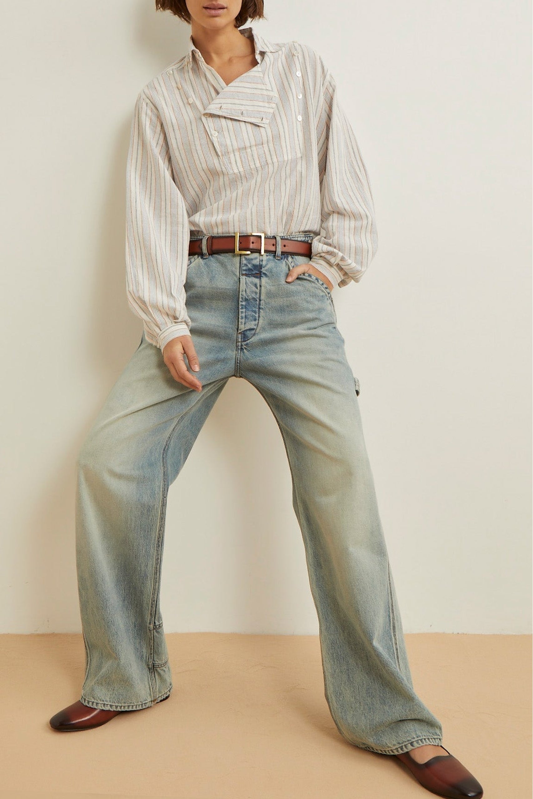 Jean Carpenter délavé coupe cargo - Blue