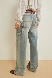Jean Carpenter délavé coupe cargo - Blue