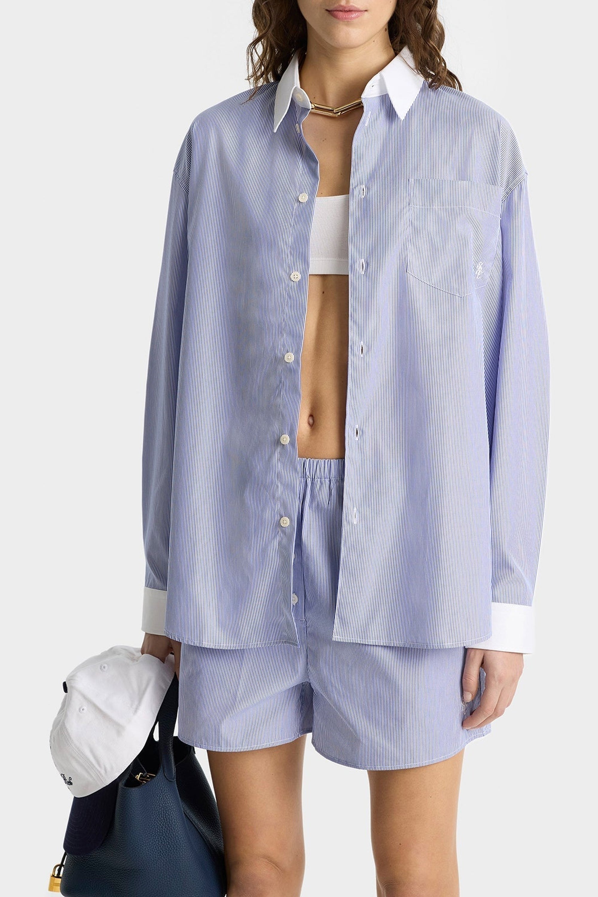 Chemise SRC oversize à rayures - Blue Striped