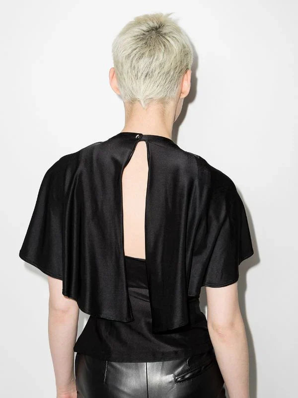 Blouse à manches drapées et à chaîne - Black