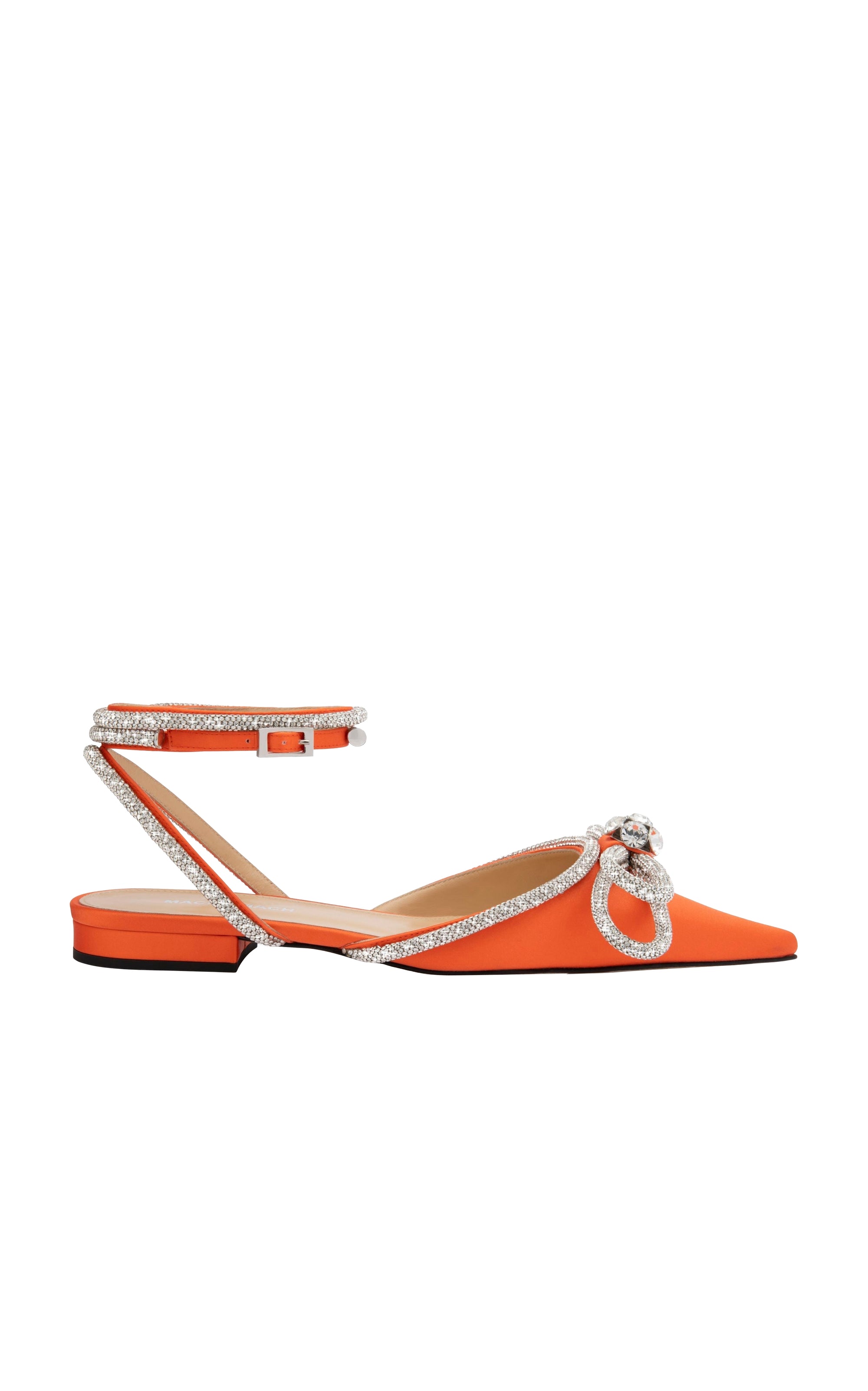 Double Bow silk & rhinestone ballerinas - Orange