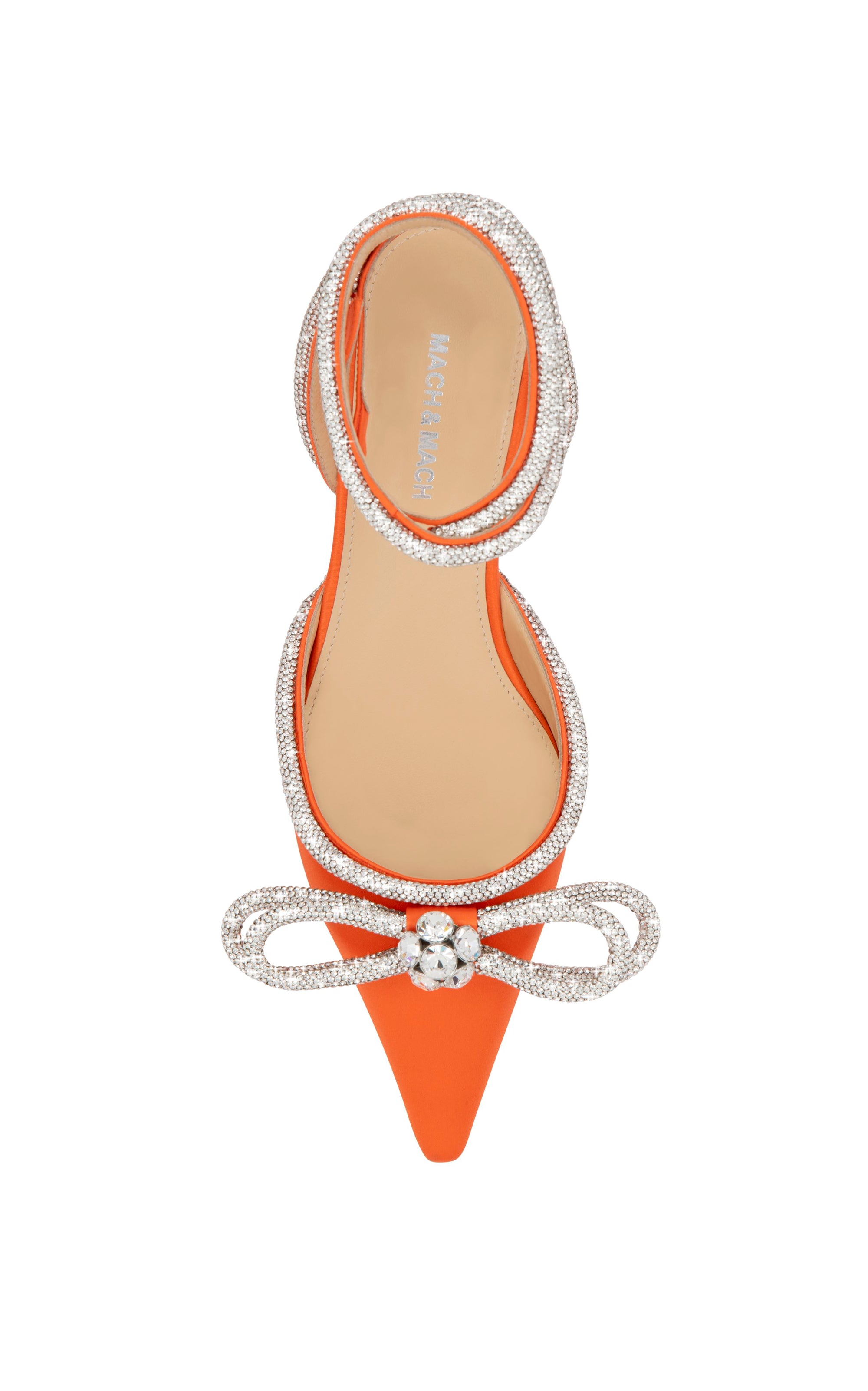 Double Bow silk & rhinestone ballerinas - Orange