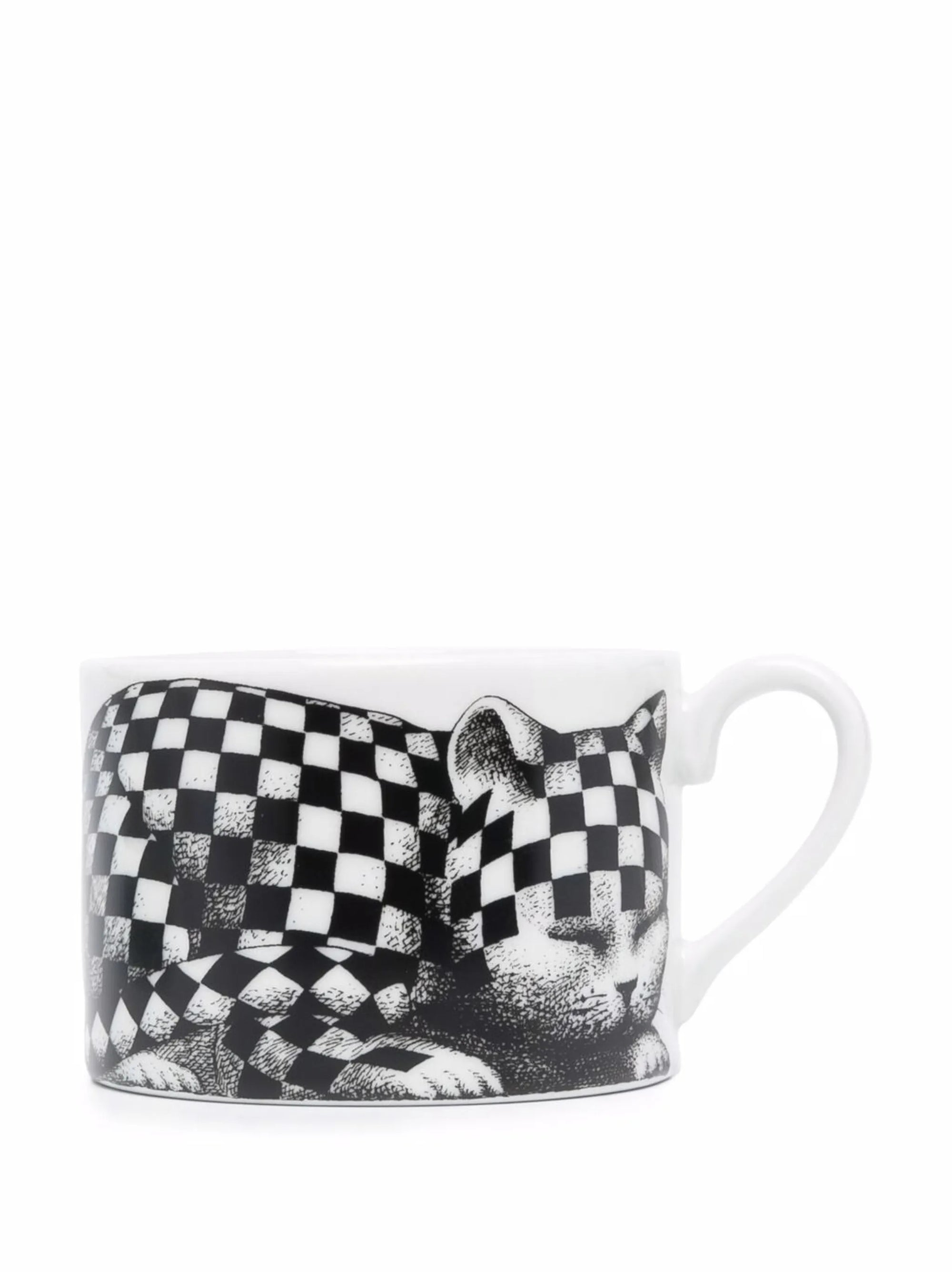 High Fidelity Quadrettato porcelain teacup - Black & White