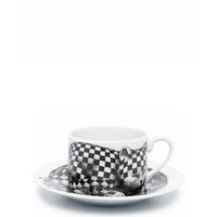 High Fidelity Quadrettato porcelain teacup - Black & White