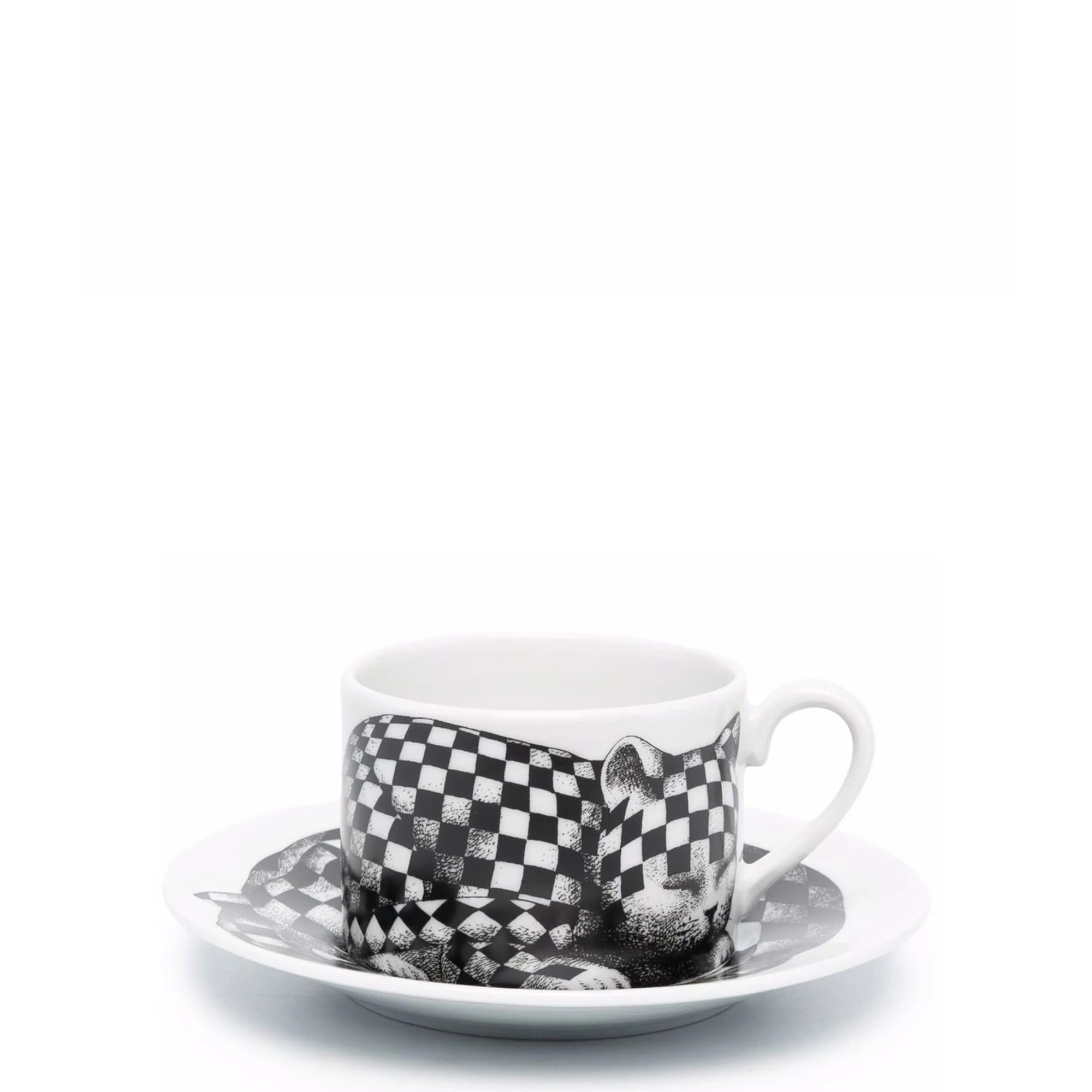 High Fidelity Quadrettato porcelain teacup - Black & White