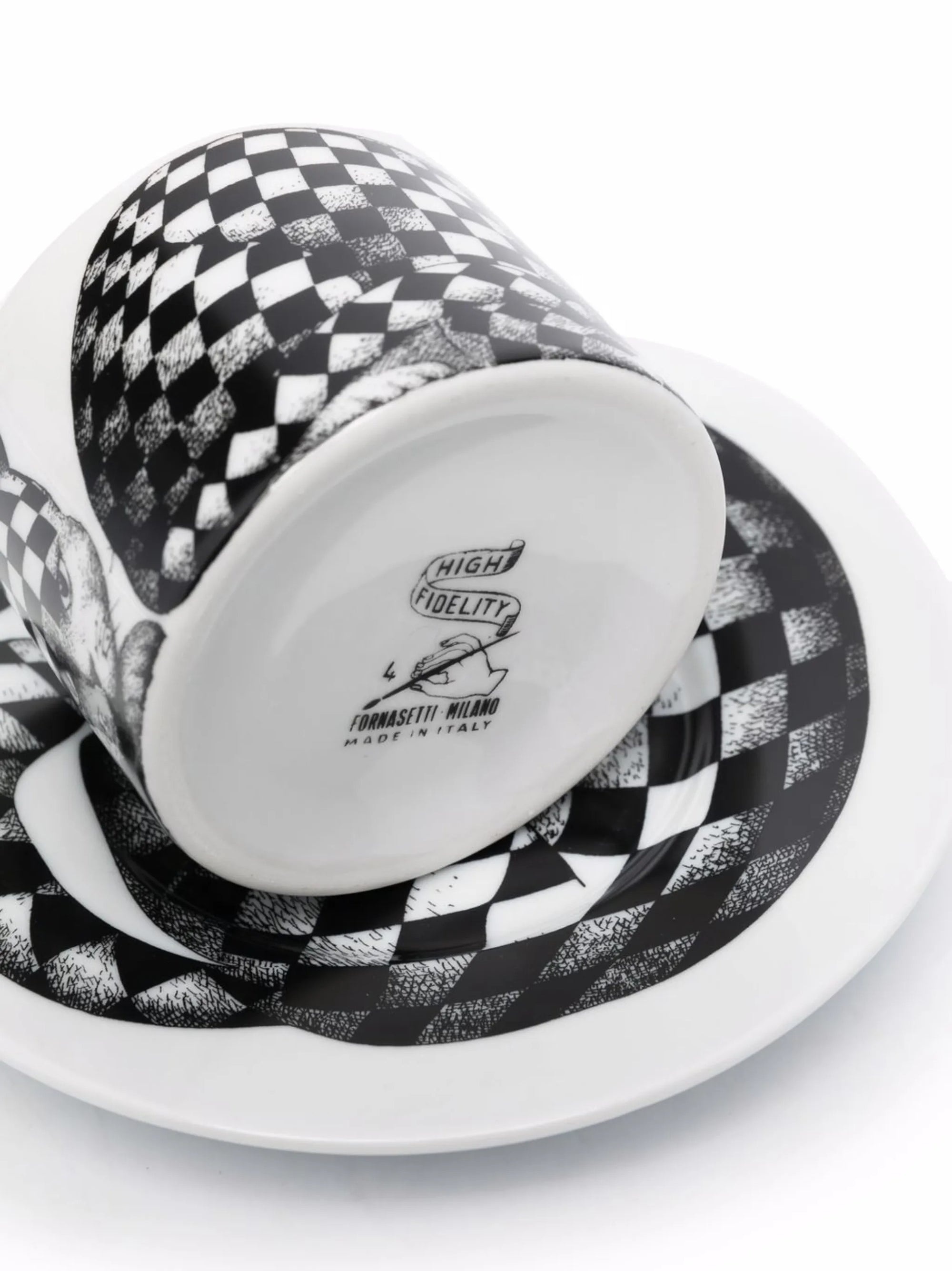 High Fidelity Quadrettato porcelain teacup - Black & White