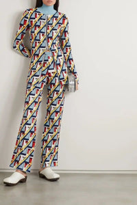 Pantalon ajusté à motif géométrique - Pop Knit