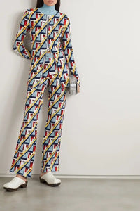 Pantalon ajusté à motif géométrique - Pop Knit