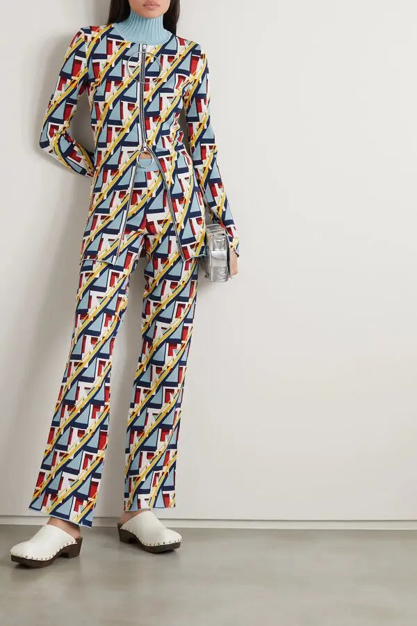 Pantalon ajusté à motif géométrique - Pop Knit