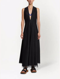 V-neck fringed maxi dress - Black