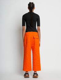 Pantalon Jacquard à fleurs - Orange
