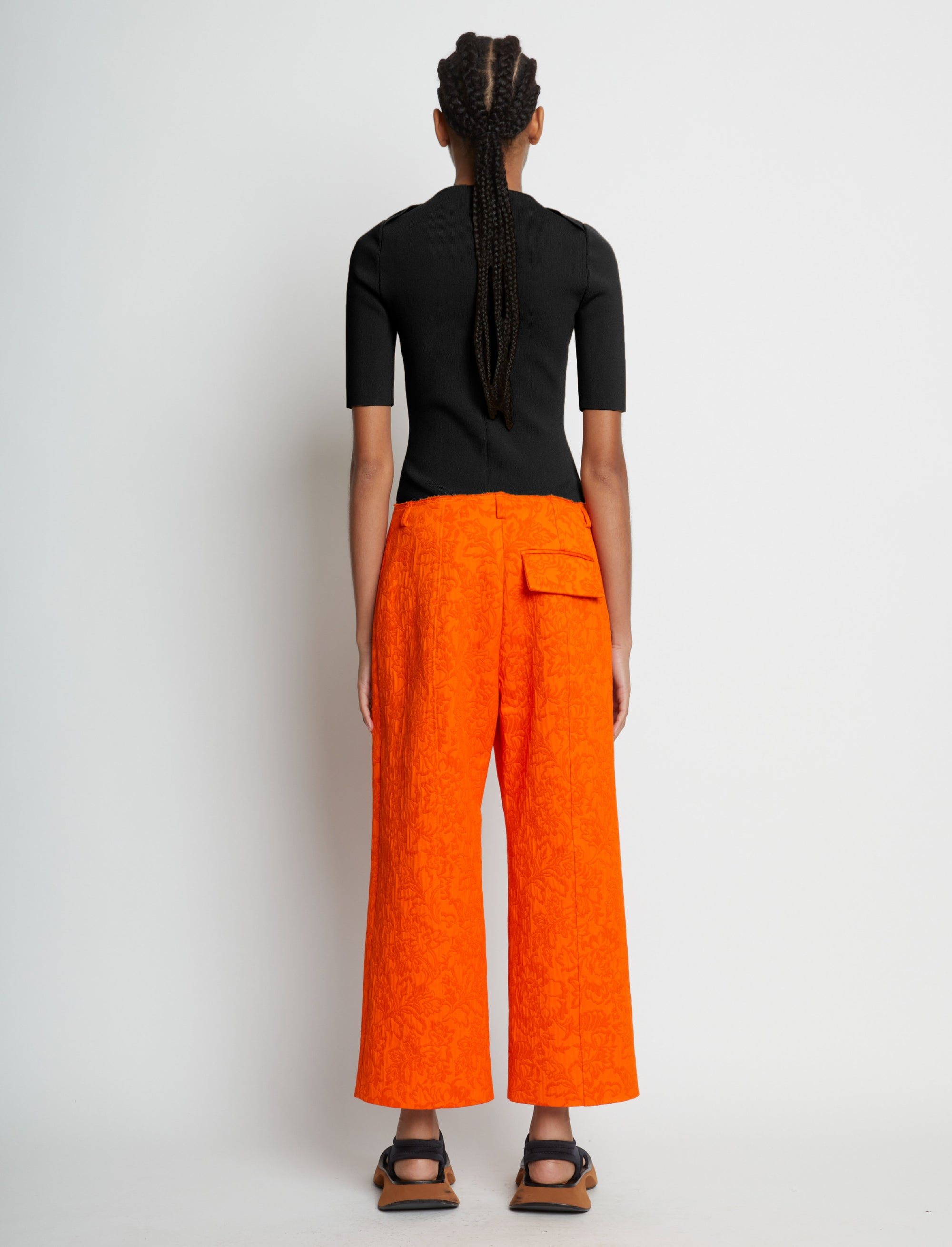 Pantalon Jacquard à fleurs - Orange