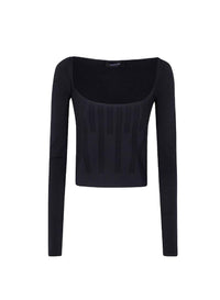 BLACK // black boning detail knit top