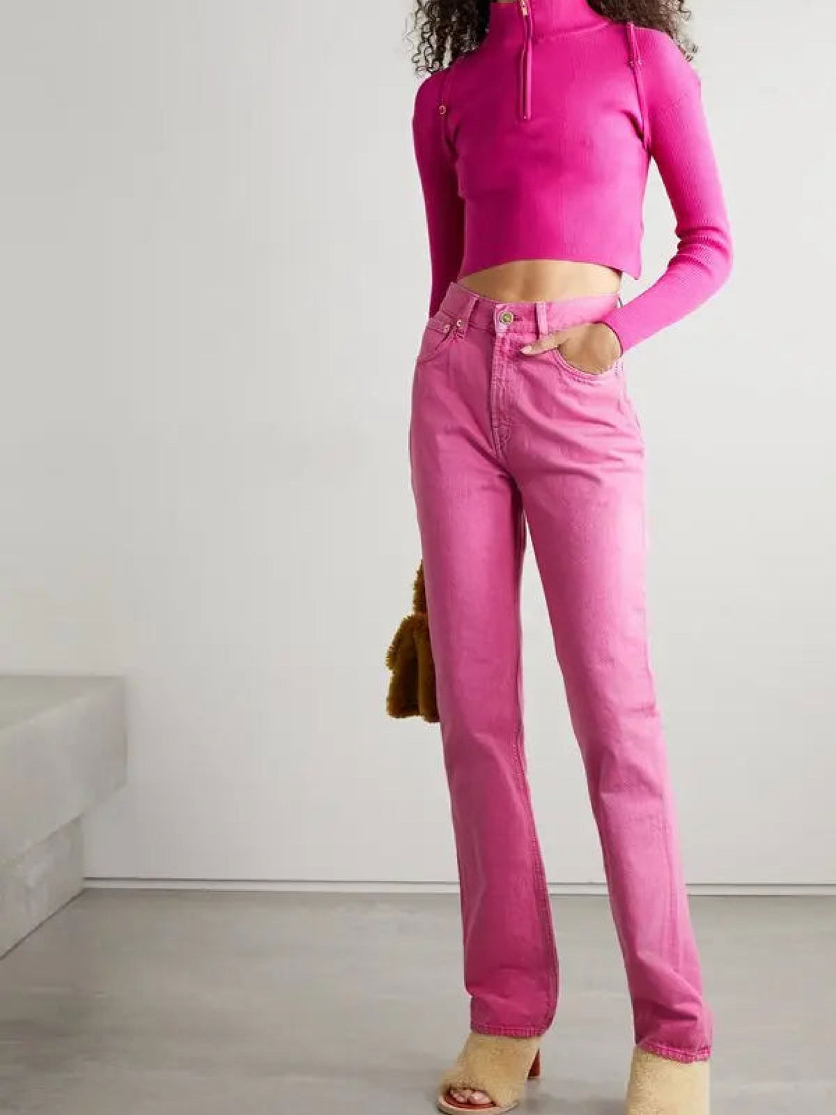 75€ / 1 sold //7 QTY / ST14%   Pantalon De-Nimes en denim - Pink White