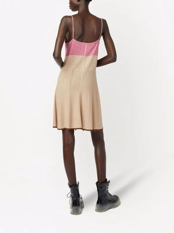 Robe courte à bretelles fines - Camel