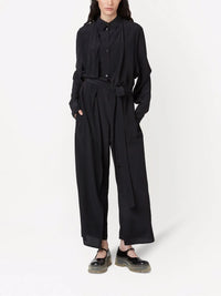 Combinaison boutonnée et nouée à la taille en soie - Black
