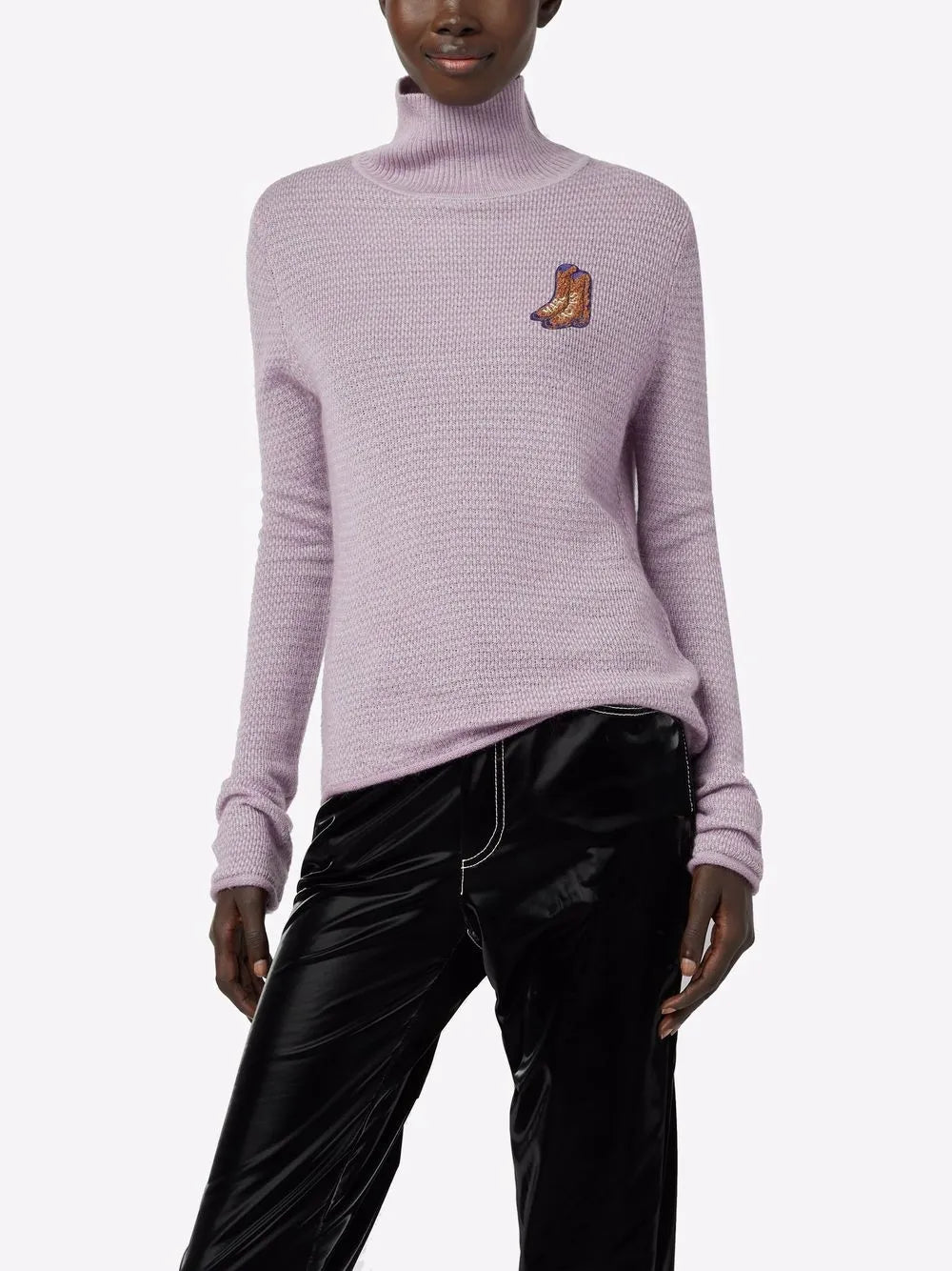 Pull à col roulé en laine - Mauve Multicolor