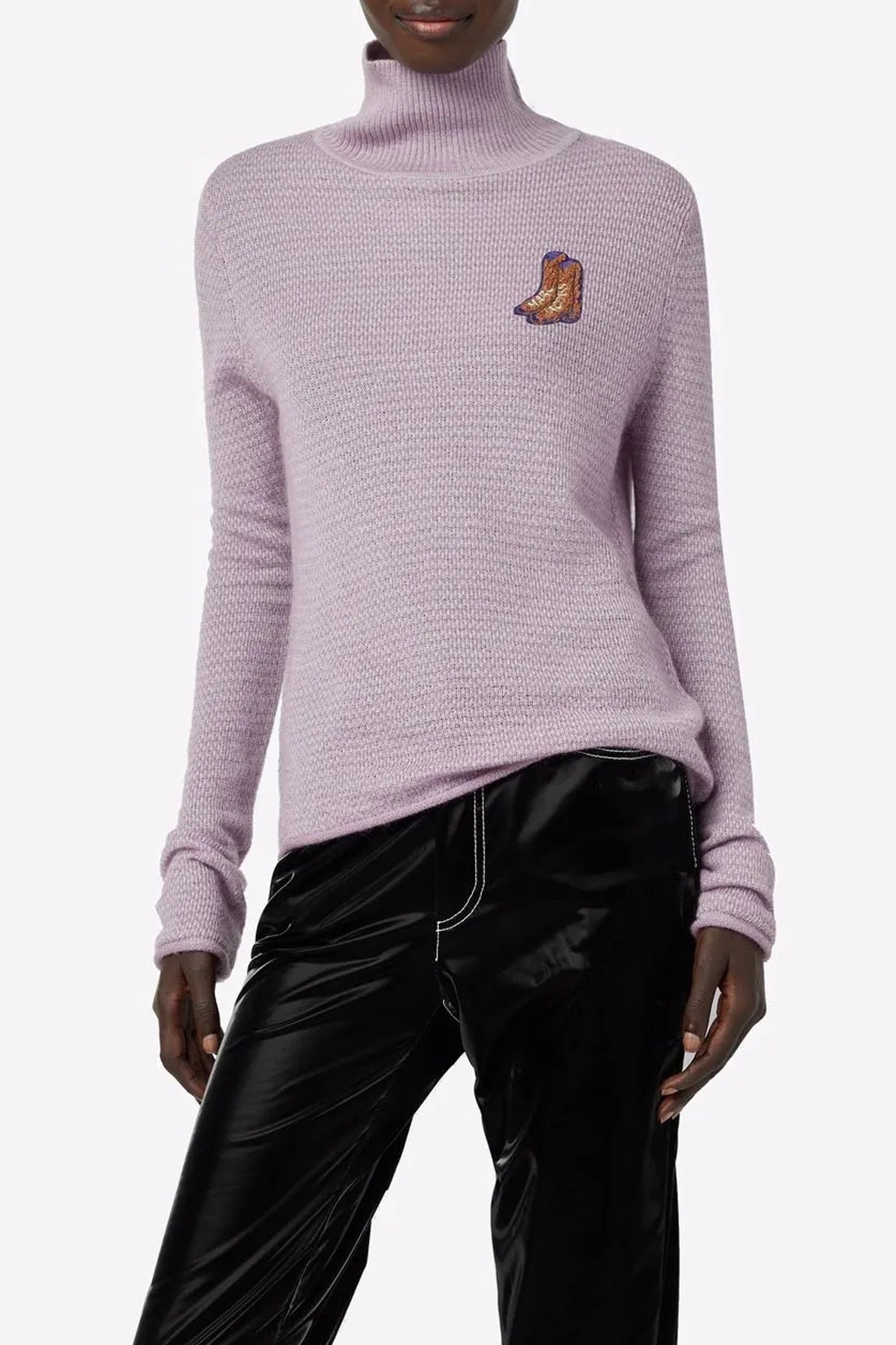 Pull à col roulé en laine - Mauve Multicolor